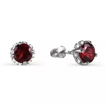 Серьги с гранатами и фианитами Линии Любви