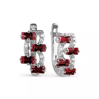 Серьги с гранатами и фианитами Линии Любви