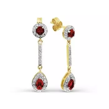 Серьги с гранатами и фианитами Линии Любви