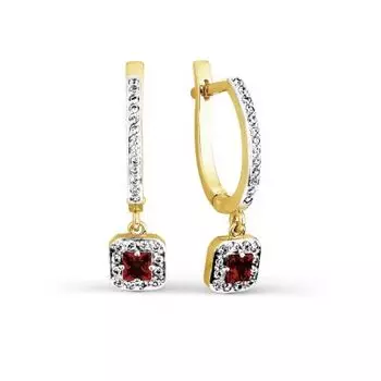 Серьги с гранатами и фианитами Линии Любви