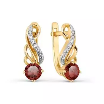 Серьги с гранатами и фианитами Линии Любви