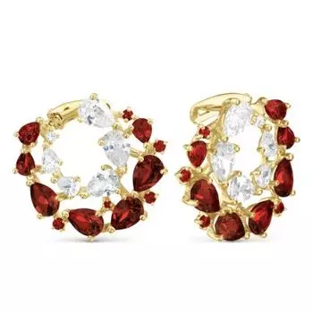 Серьги с гранатами и фианитами Линии Любви