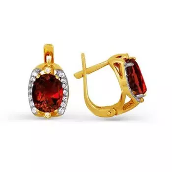 Серьги с гранатами и фианитами Линии Любви