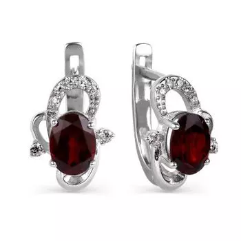 Серьги с гранатами и фианитами Линии Любви