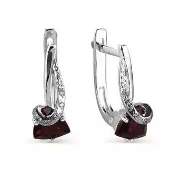 Серьги с гранатами и фианитами Линии Любви