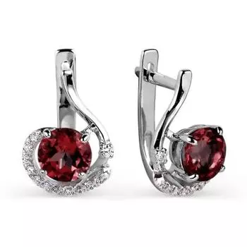 Серьги с гранатами и фианитами Линии Любви