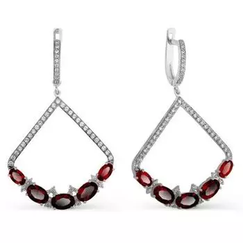 Серьги с гранатами и фианитами Линии Любви