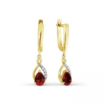 Серьги с гранатами и фианитами Линии Любви