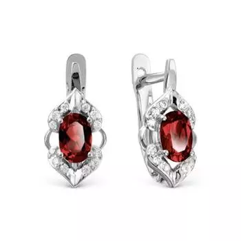 Серьги с гранатами и фианитами Линии Любви