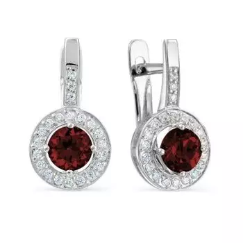 Серьги с гранатами и фианитами Линии Любви