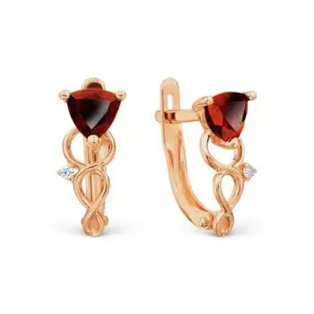 Серьги с гранатами и фианитами Линии Любви