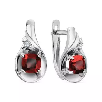 Серьги с гранатами и фианитами Линии Любви