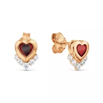 Серьги с гранатами и фианитами Линии Любви