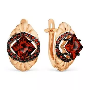 Серьги с гранатами и фианитами Линии Любви