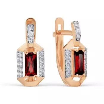 Серьги с гранатами и фианитами Линии Любви