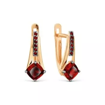 Серьги с гранатами и фианитами Линии Любви