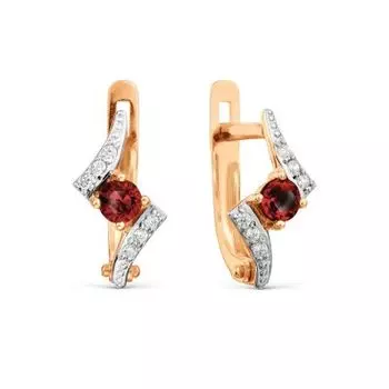 Серьги с гранатами и фианитами Линии Любви