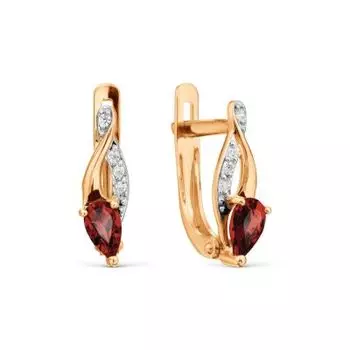 Серьги с гранатами и фианитами Линии Любви