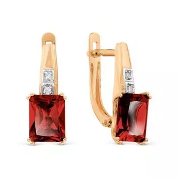 Серьги с гранатами и фианитами Линии Любви