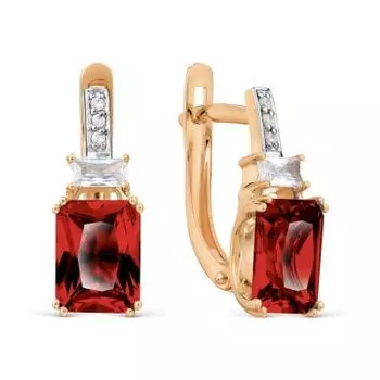 Серьги с гранатами и фианитами Линии Любви