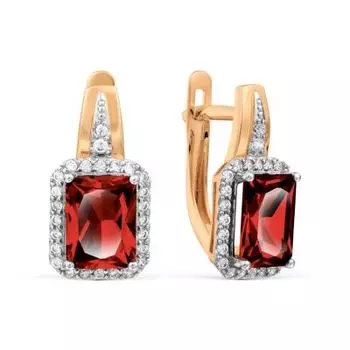 Серьги с гранатами и фианитами Линии Любви