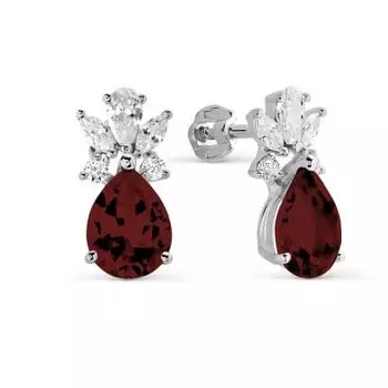 Серьги с гранатами и фианитами Линии Любви