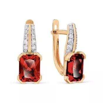 Серьги с гранатами и фианитами Линии Любви