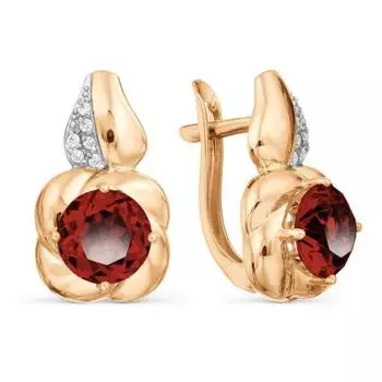 Серьги с гранатами и фианитами Линии Любви