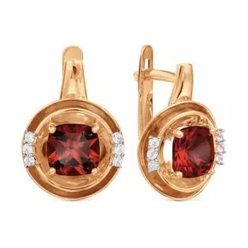 Серьги с гранатами и фианитами Линии Любви