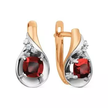 Серьги с гранатами и фианитами Линии Любви