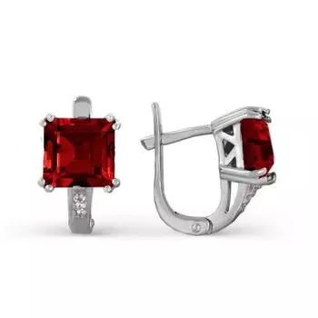 Серьги с гранатами и фианитами Линии Любви