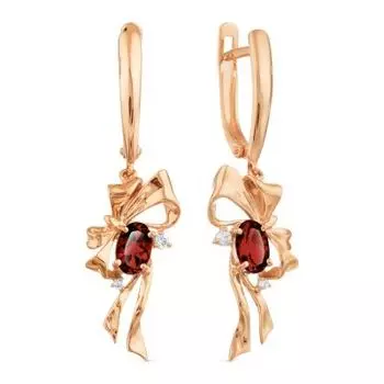 Серьги с гранатами и фианитами Линии Любви