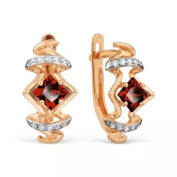 Серьги с гранатами и фианитами Линии Любви