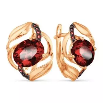 Серьги с гранатами и фианитами Линии Любви