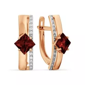 Серьги с гранатами и фианитами Линии Любви