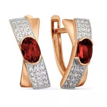 Серьги с гранатами и фианитами Линии Любви