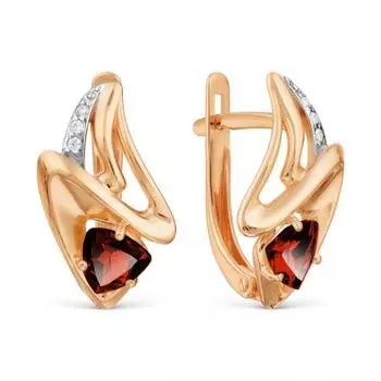 Серьги с гранатами и фианитами Линии Любви