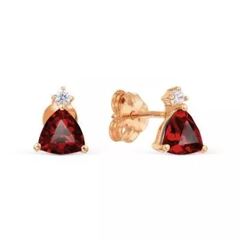 Серьги с гранатами и фианитами Линии Любви