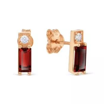 Серьги с гранатами и фианитами Линии Любви
