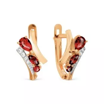 Серьги с гранатами и фианитами Линии Любви