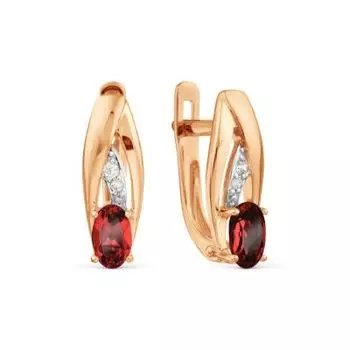 Серьги с гранатами и фианитами Линии Любви