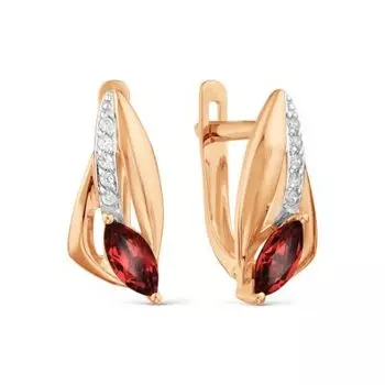 Серьги с гранатами и фианитами Линии Любви