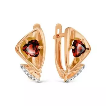 Серьги с гранатами и фианитами Линии Любви