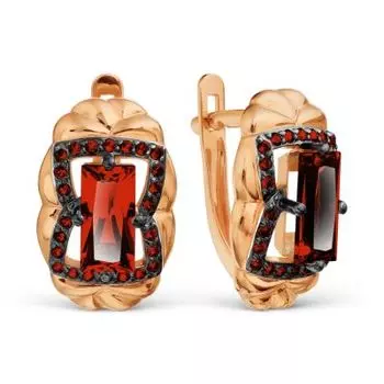 Серьги с гранатами и фианитами Линии Любви