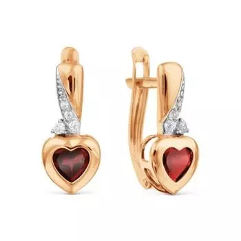 Серьги с гранатами и фианитами Линии Любви