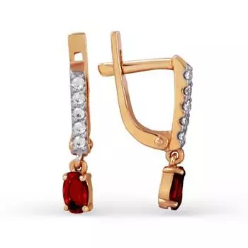 Серьги с гранатами и фианитами Линии Любви