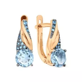 Серьги с гранатами и фианитами Линии Любви