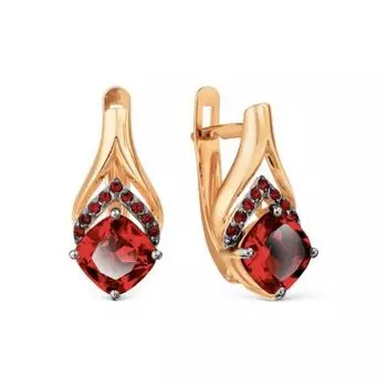 Серьги с гранатами и фианитами Линии Любви