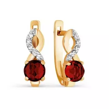 Серьги с гранатами и фианитами Линии Любви