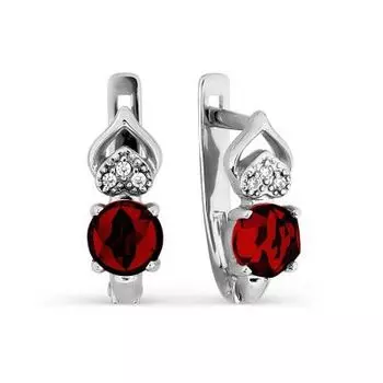 Серьги с гранатами и фианитами Линии Любви